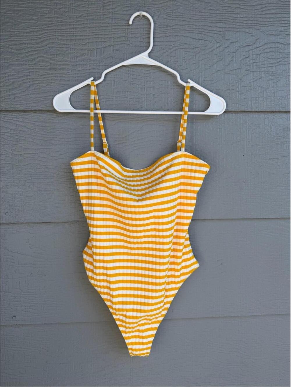 La Hearts White Swim Top with Yellow Trim